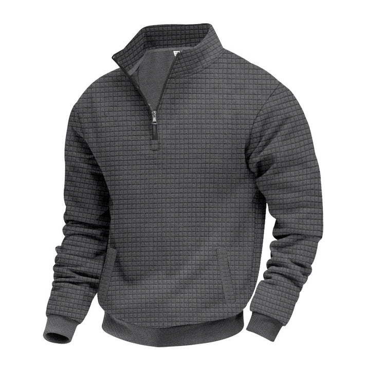 Herren Fleece-Pullover mit strukturiertem Design und hohem Kragen Drune