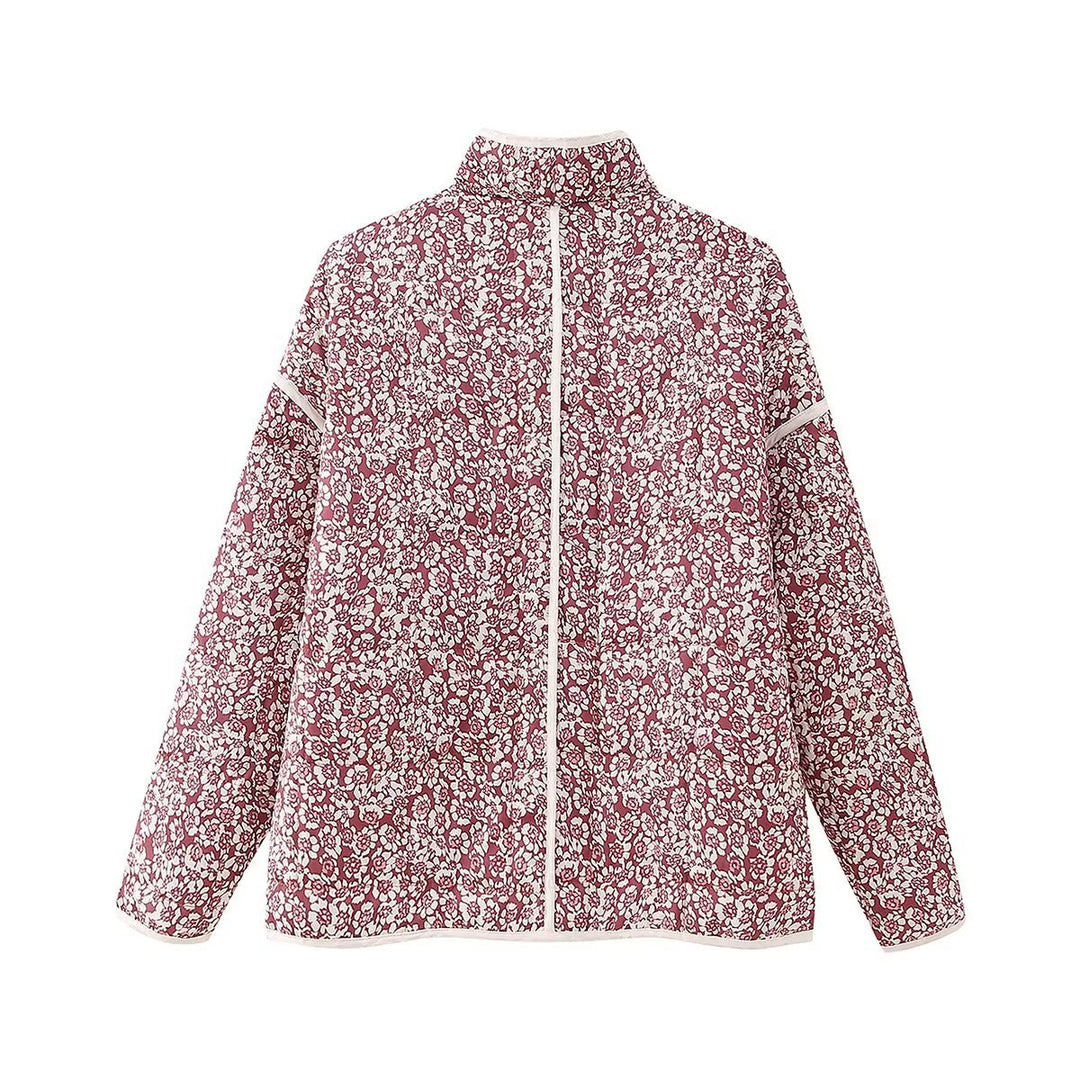 Damen nan gesteppte Kurzjacke mit floralem Allover-Print, leichter Wattierung, Stehkragen und aufgesetzten Taschen Drune