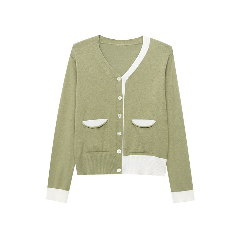 Damen feine Strickjacke mit V-Ausschnitt und praktischen Taschen Drune