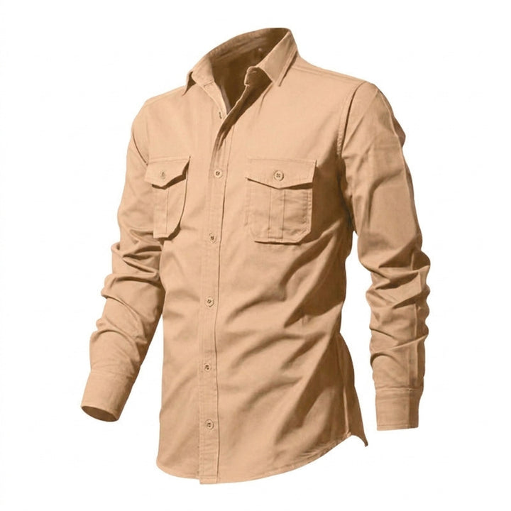 Herren nan legeres Baumwoll-Twill-Hemd mit aufgesetzten Brustklappen und Kentkragen Drune
