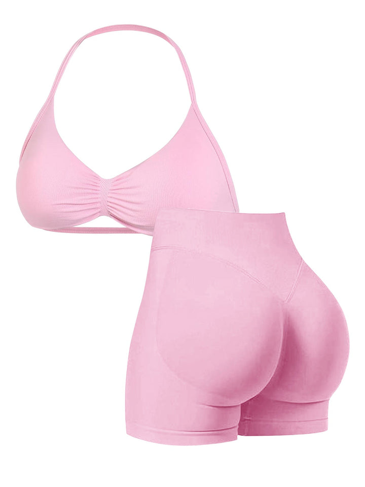 Damen Sport-Bikini-Oberteil mit hoch geschnittenen Shorts und nahtlosem Design Drune