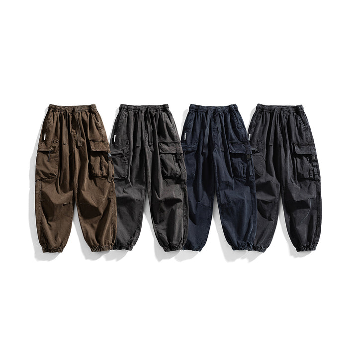Herren Utility-Cargo-Jogger mit Gummibund, Mehrfachtaschen und Kordelzug Drune