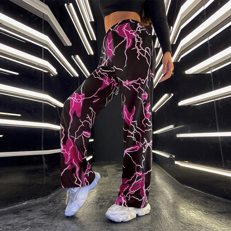 Damen stylische weite Hosen mit einzigartigem Blitzeffekt Drune