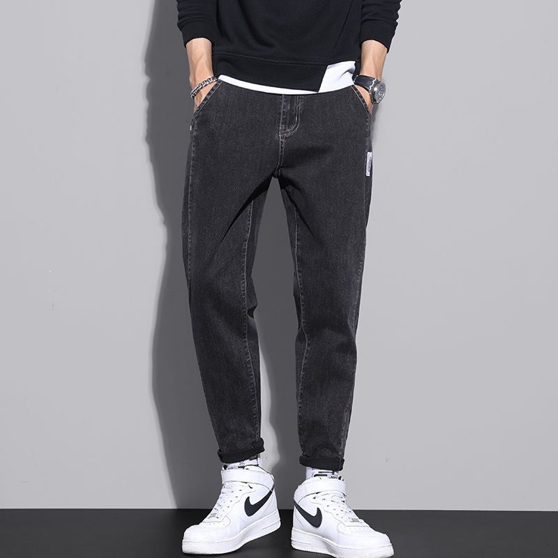 Herren lockere Jeans mit modischem Design und elastischem Bund Drune