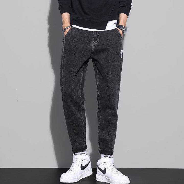 Herren lockere Jeans mit modischem Design und elastischem Bund Drune