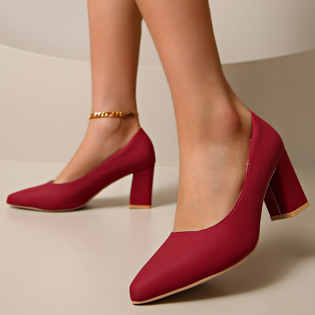 Damen Elegante Pumps mit modischem Blockabsatz und spitzem Design Drune