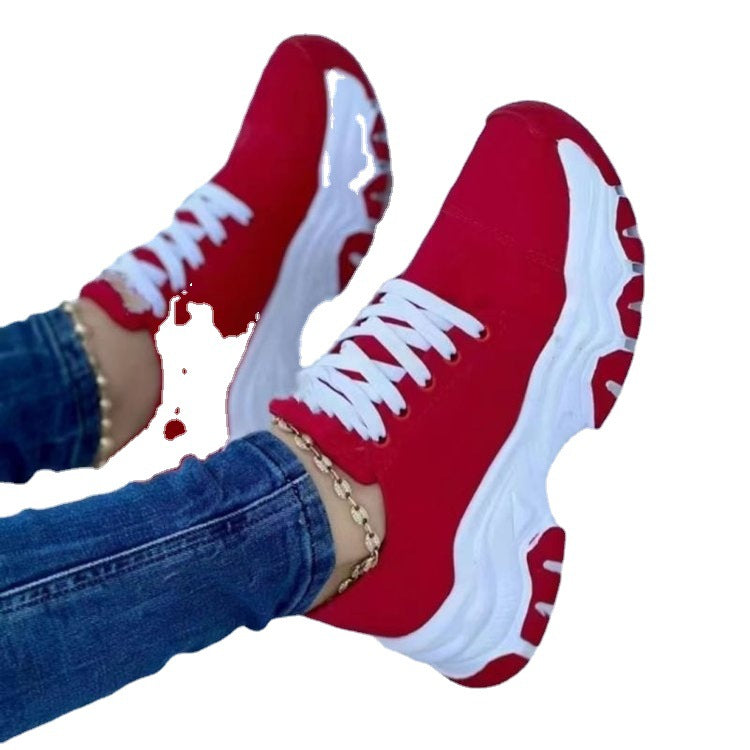 Damen  Sneaker mit dicker Profilsohle gepolstertem Fußbett und klassischem Schnürverschluss Drune