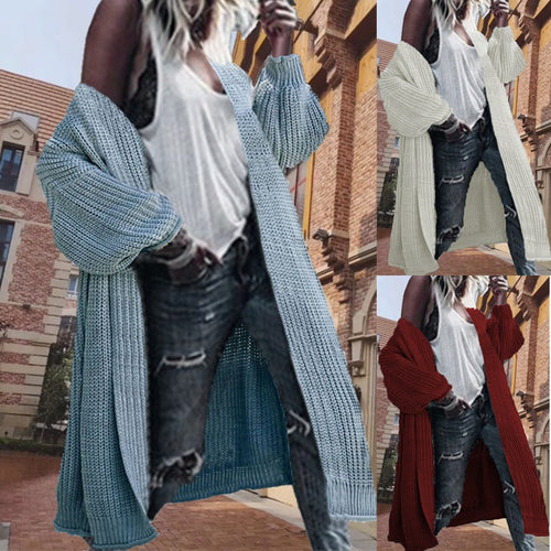 Damen Grobstrickjacke mit weit geschnittenen Ärmeln und offenen Vorderseite Drune