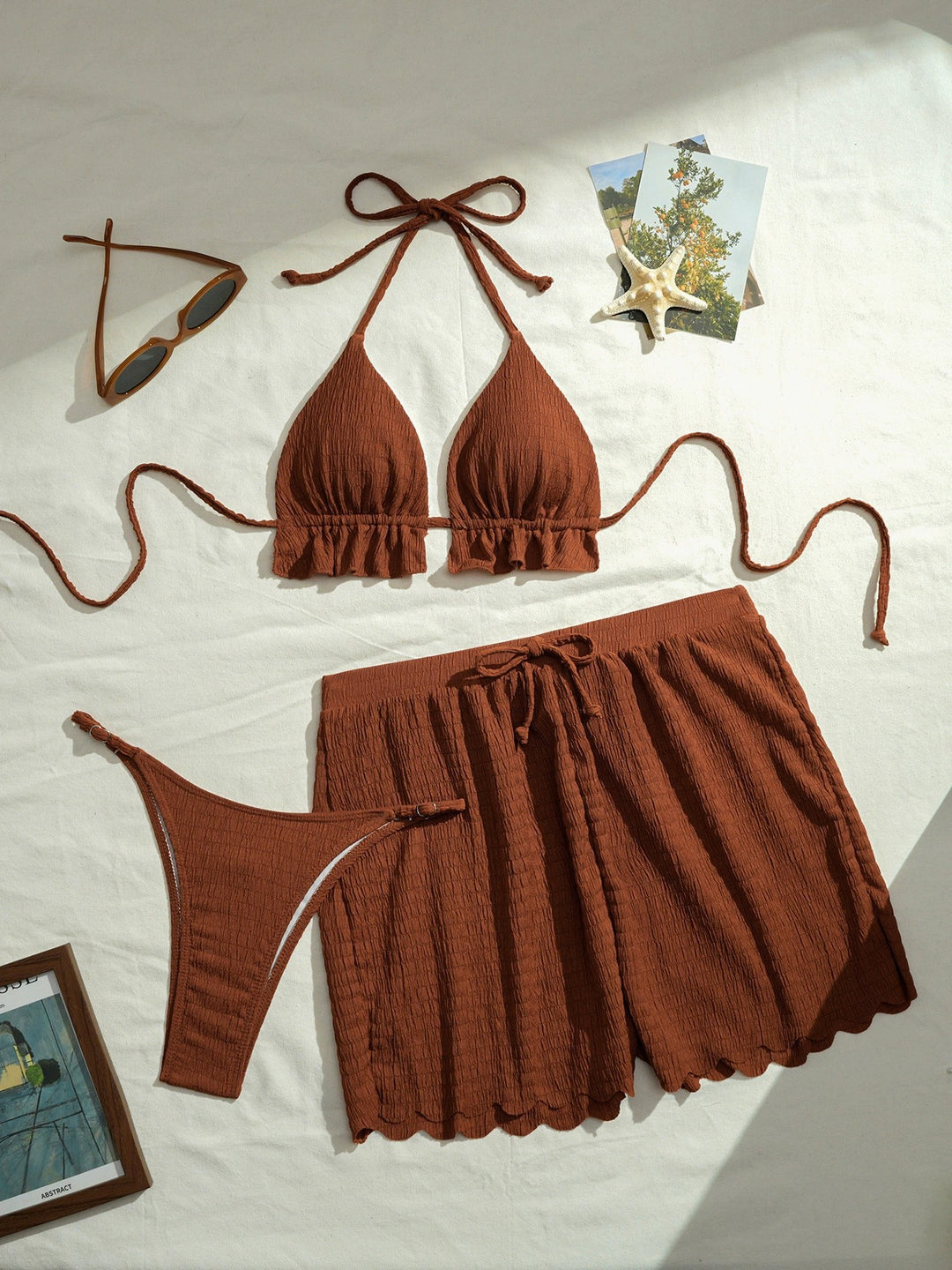 Damen Triangel-Bikini-Set mit lässigen Shorts Drune