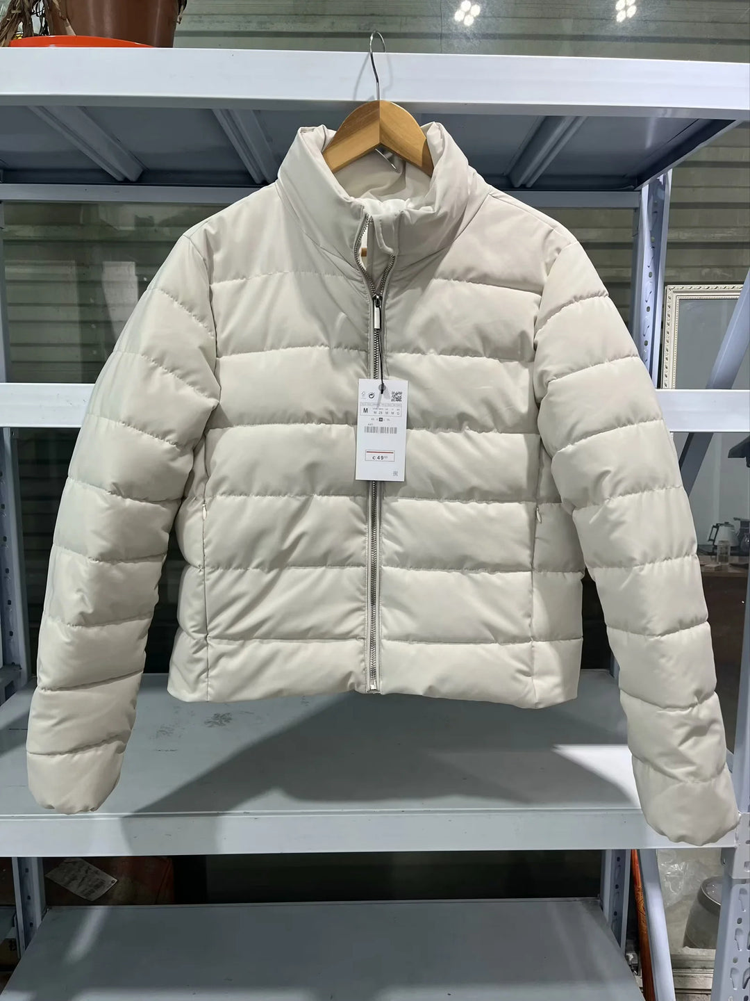 Damen nan leichte wattierte Kurzsteppjacke mit hohem Stehkragen und Zwei-Wege-Reißverschluss Drune