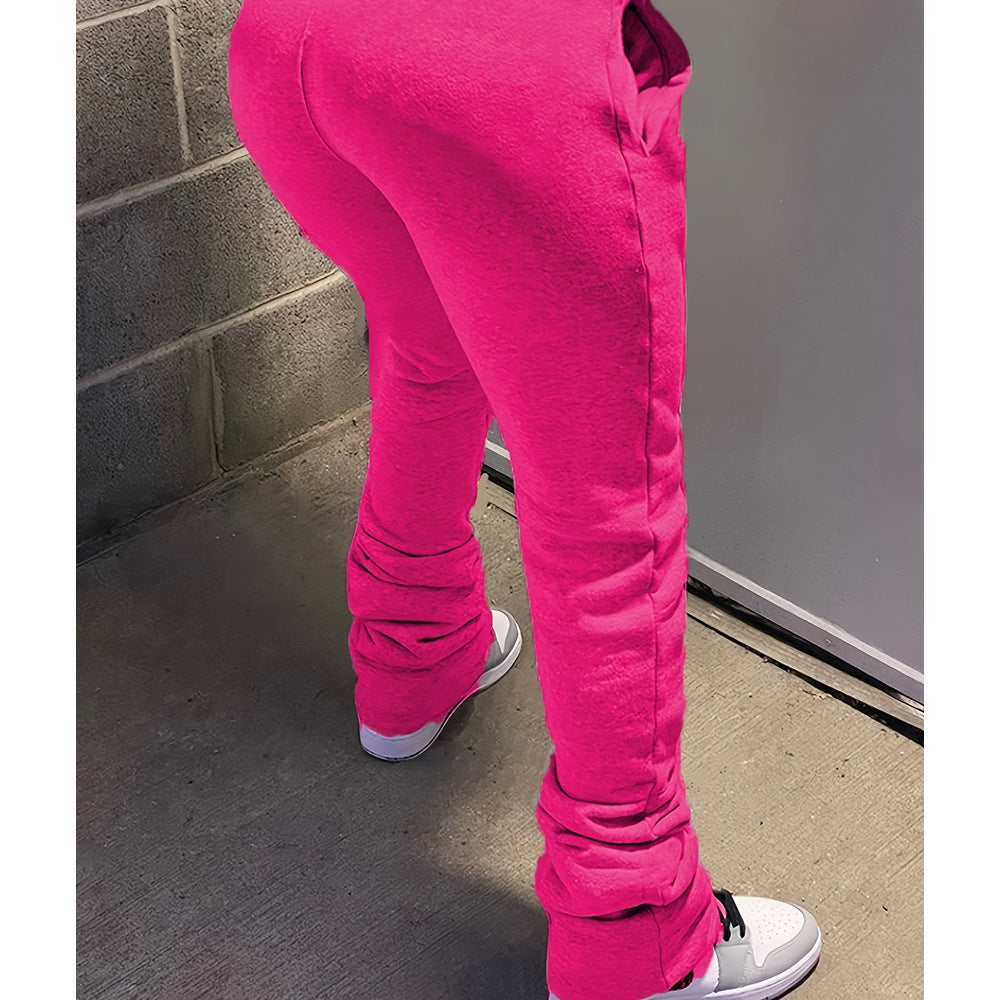 Damen nan figurbetonte Highwaist-Stretch-Sweathose mit gerafften Knöchelabschlüssen und Eingrifftaschen Drune