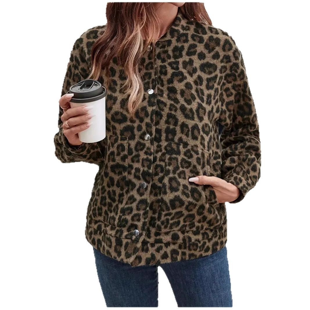 Damen Fleecejacke im trendigen Leopardenmuster Drune