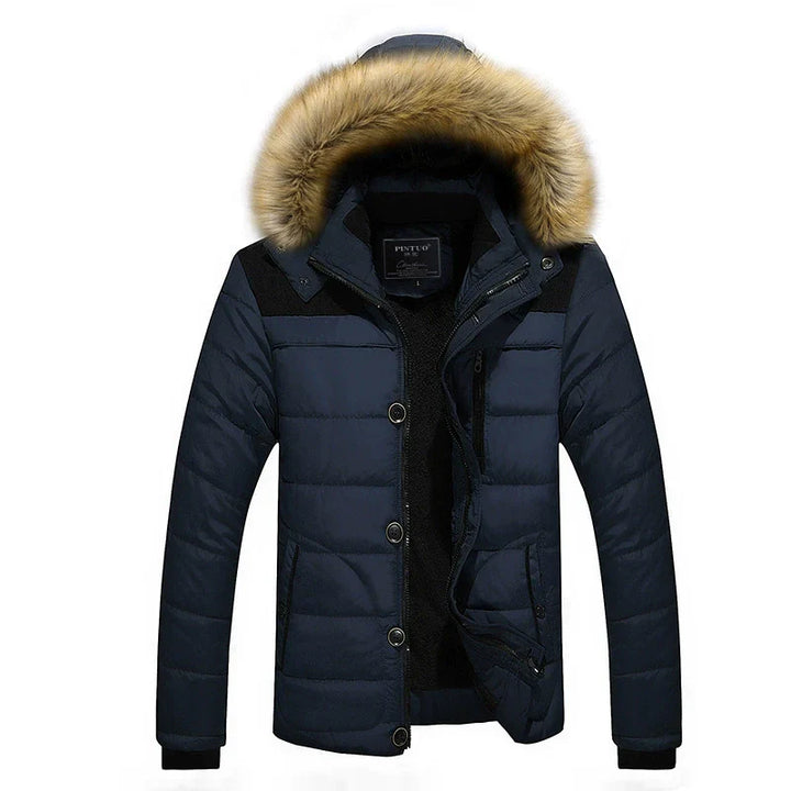 Drune | Pufferjacke Slim Fit Gepolstert Abnehmbare Kunstfellkapuze Gerippte Bündchen