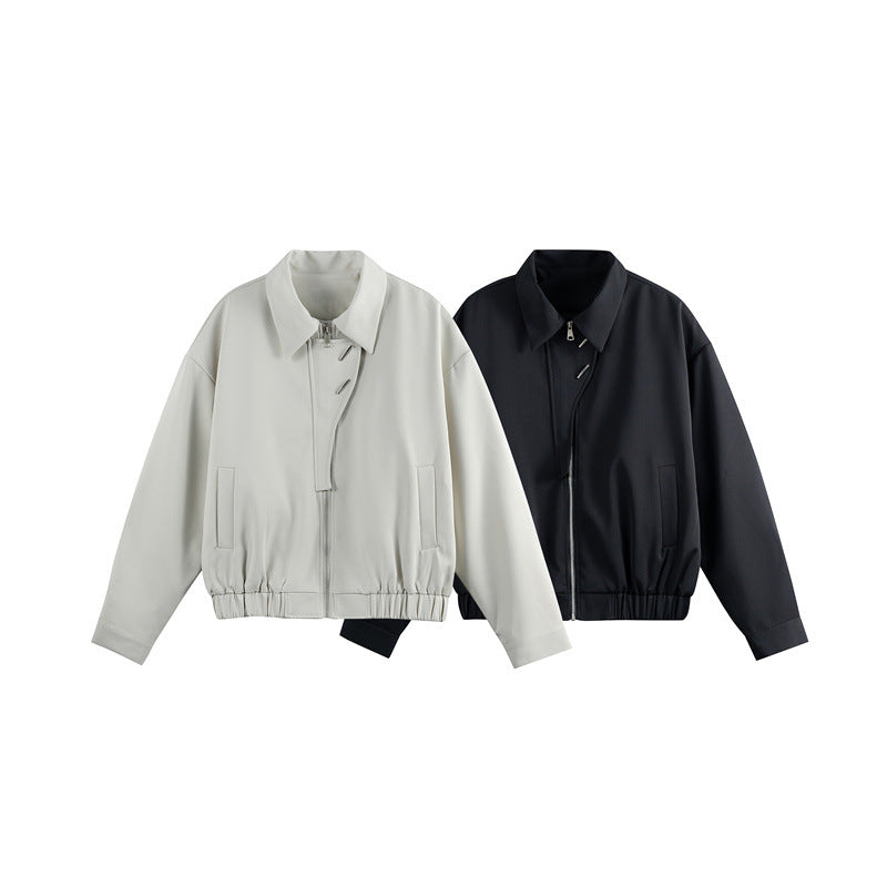 Unisex Leichter Blouson mit Umlegekragen, verdecktem Reißverschluss und elastischem Saum Drune