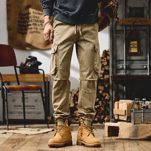 Herren Tapered Cargo-Joggerhose mit Kordelzug, verstärkten Knien und elastischen Bündchen Drune