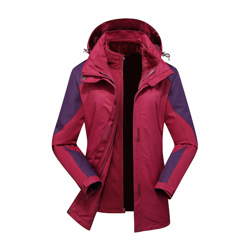 Damen Modulare Softshell-Regenjacke mit herausnehmbarer Fleece-Innenjacke und verstellbarer Kapuze Drune