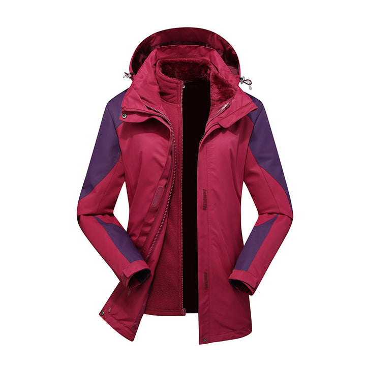 Damen zweilagige Softshelljacke mit herausnehmbarer Teddyfleece-Innenjacke und verstellbarer Kapuze Drune