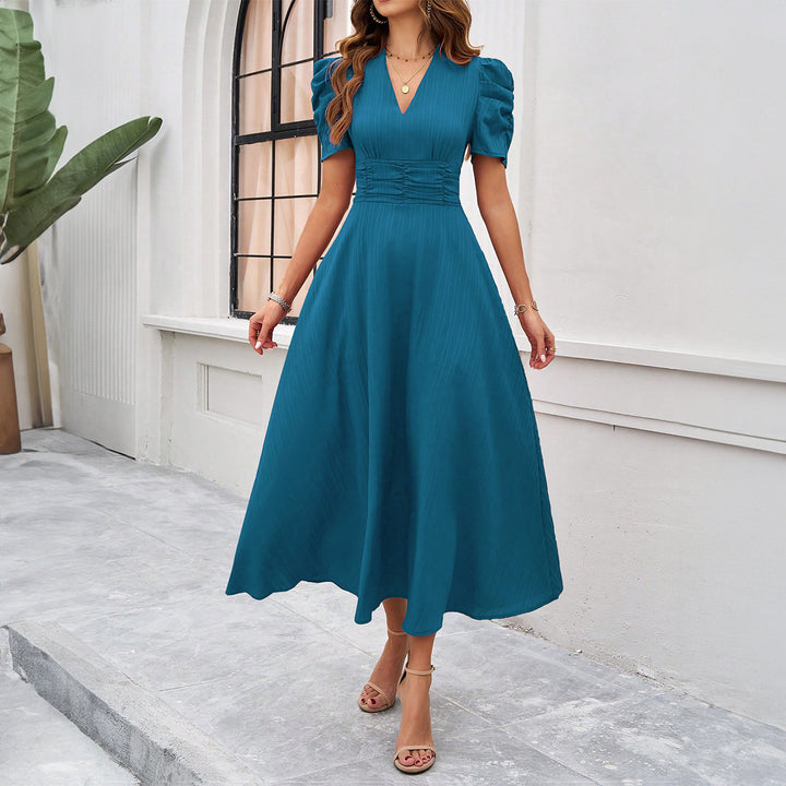 Damen Maxikleid mit elegant verarbeiteten Puffärmeln und taillierter Silhouette Drune