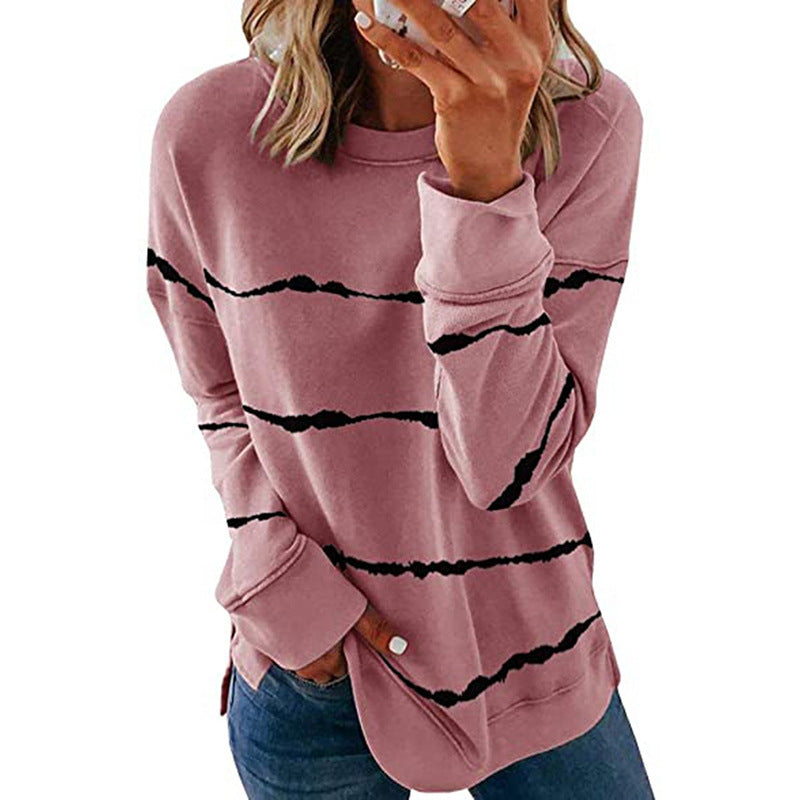 Damen Freizeit Sweatshirt mit modernen Streifen Drune