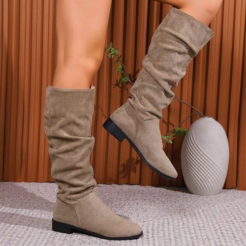 Damen Schlupfstiefel aus weichem Wildlederimitat Drune