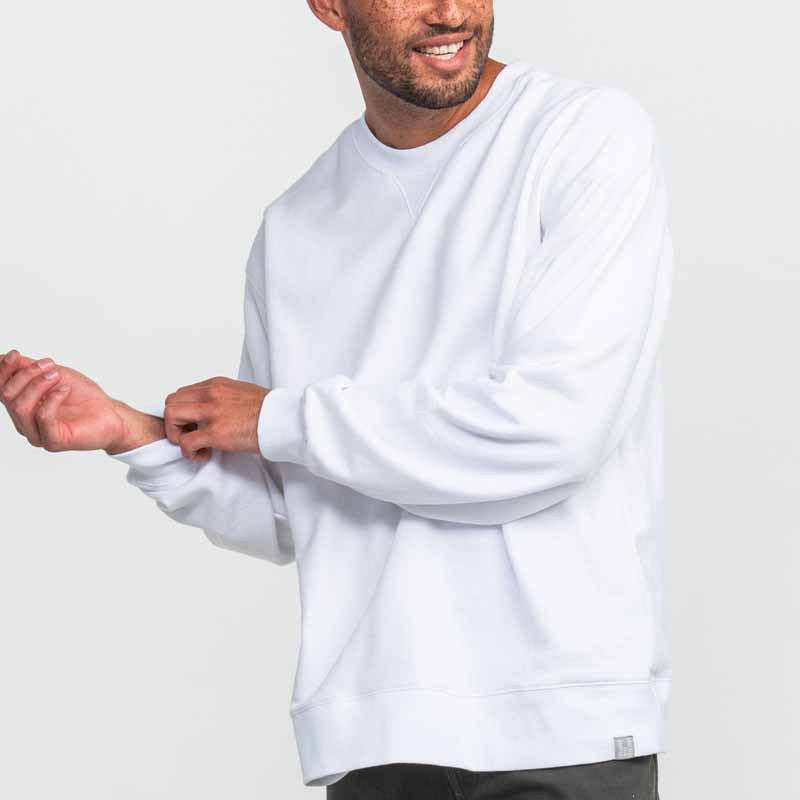 Herren Sweatshirt mit Vintage-Waschung, überschnittener Schulter und V‑Stitch Drune