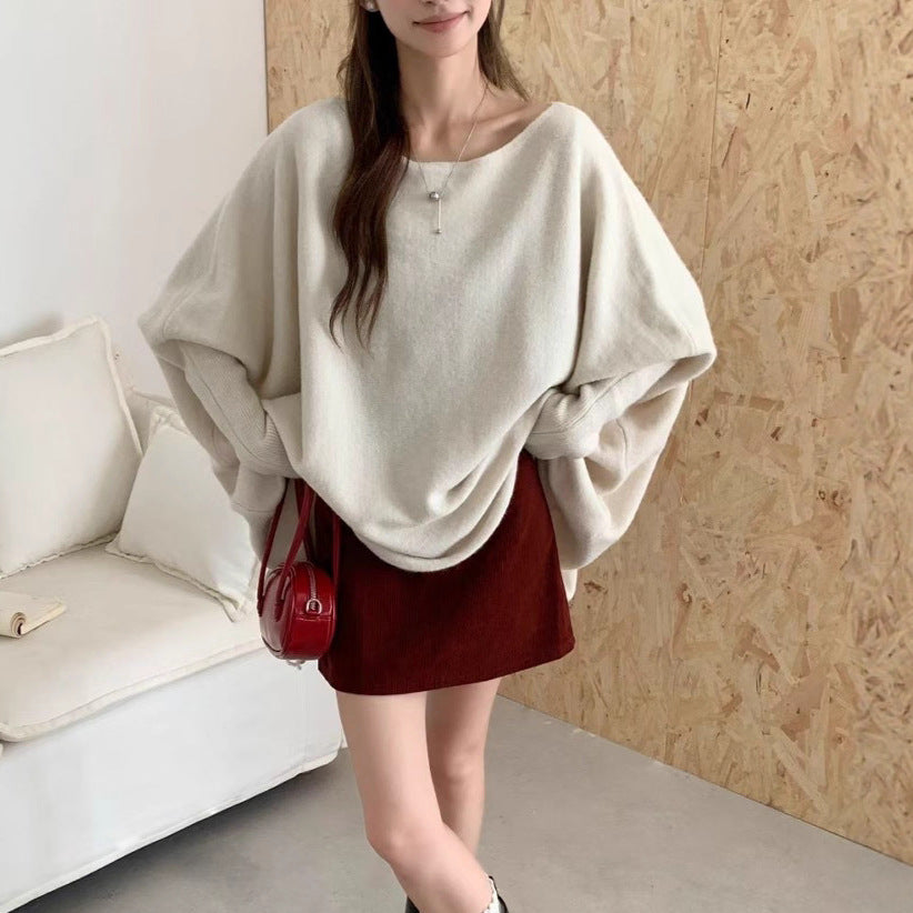 Damen Oversized Strickpullover mit lässigem Schnitt und dramatischen Ärmeln Drune