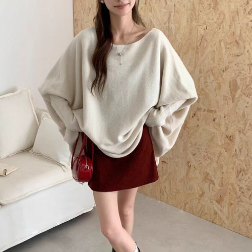 Damen Oversized Strickpullover mit lässigem Schnitt und dramatischen Ärmeln Drune