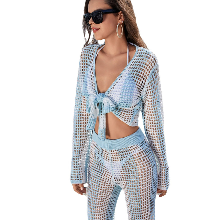 Damen luftiges Netzoberteil und High-Waist-Hose Drune