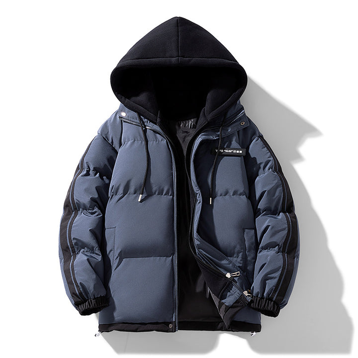 Herren wattierter Parka-Hybrid mit innenliegendem Hoodie, seitlichen Streifen und Zwei-Wege-Reißverschluss Drune