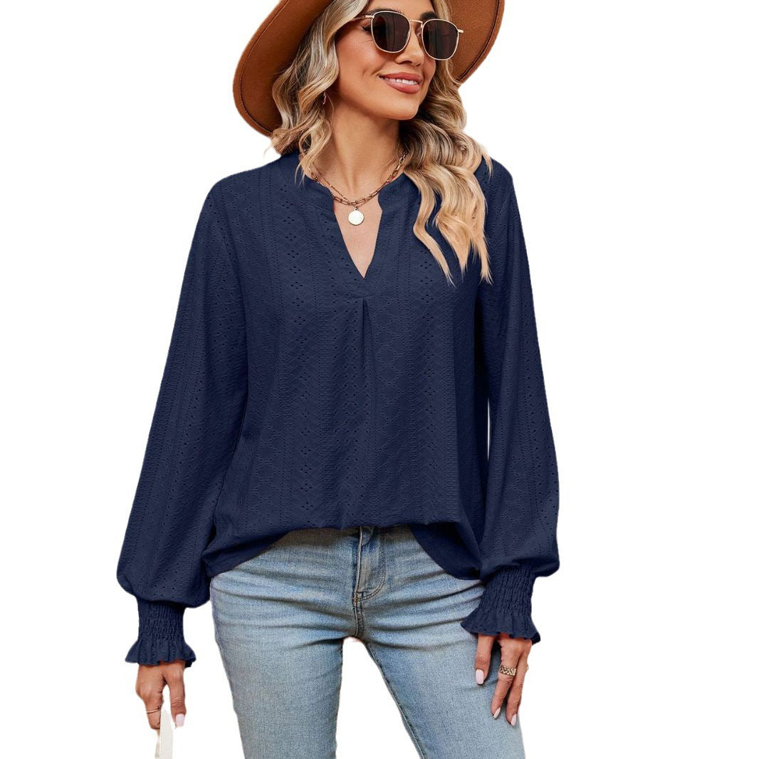 Damen Blusenshirt mit Lochmuster und eleganter Passform Drune