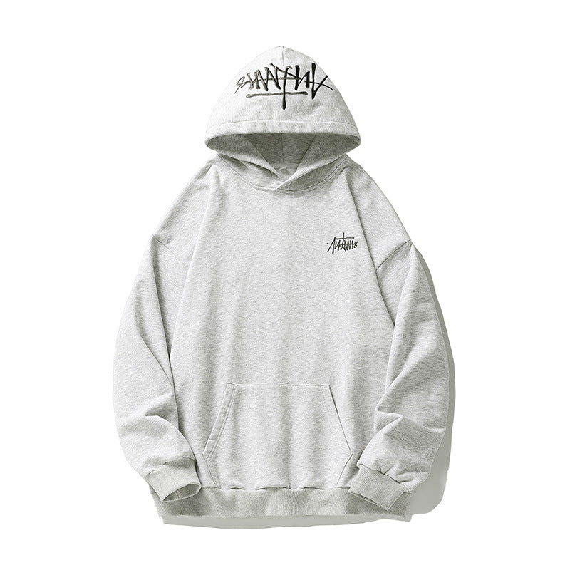 Unisex Oversize Kapuzenpullover mit Kängurutasche und bedruckter Kapuze Drune