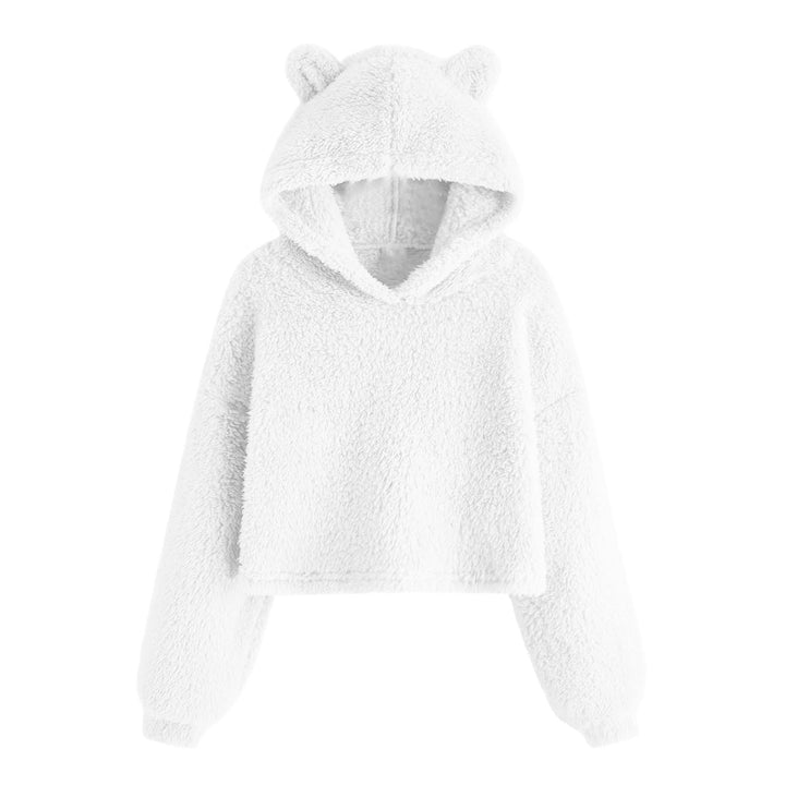 Damen Kuscheliger Fleece Hoodie mit Bärenohren Drune