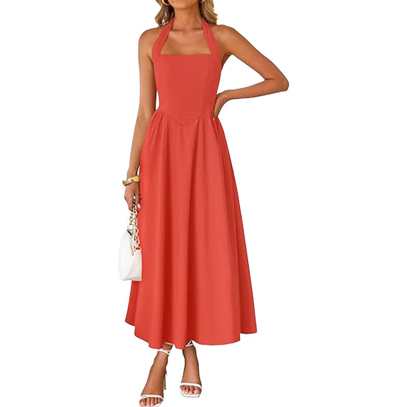 Drune | Cross Back O-Hals Maxikleid Leinen