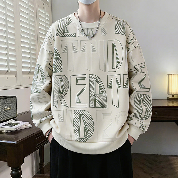 Herren Oversized-Sweatshirt mit großflächigem Lettering-Print und geripptem Saum Drune