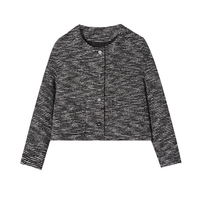 Damen elegante Jacke mit feiner Textur und Knopfdetails Drune