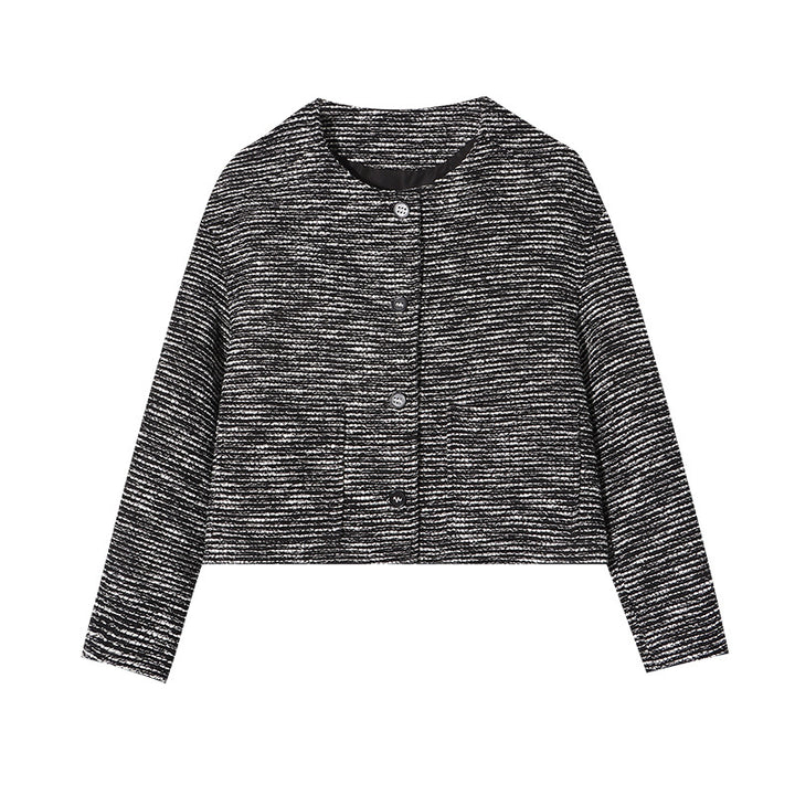 Damen elegante Jacke mit feiner Textur und Knopfdetails Drune