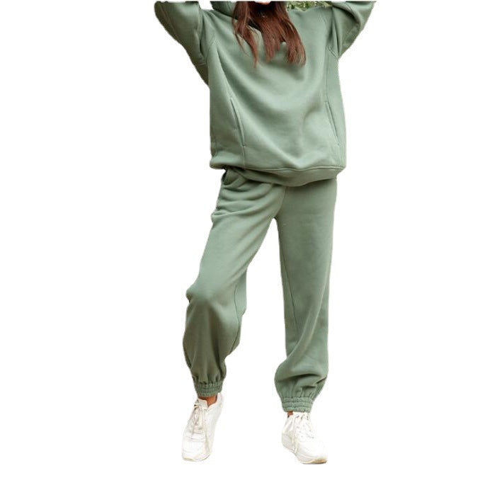 Damen Bequemer Hoodie und Jogginghose-Set mit Kapuze und elastischem Bund Drune
