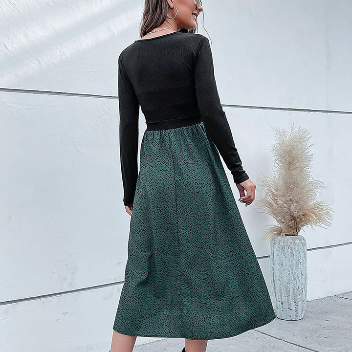 Damen Elegantes Maxikleid mit V-Ausschnitt und Taillengürtel Drune
