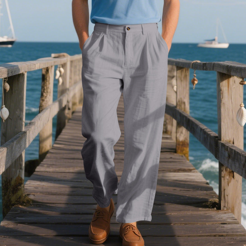 Herren elegante Freizeit-Hose mit weichem Stoff und weitem Schnitt Drune