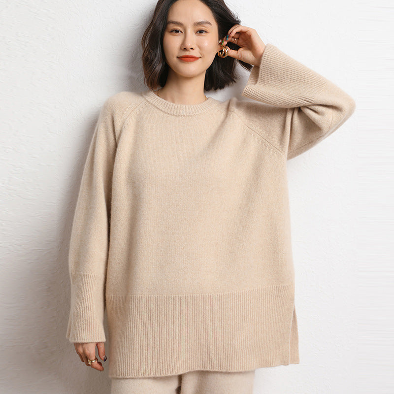 Damen Grobstrickpullover mit weit geschnittenem Design und voluminösen Ärmeln Drune