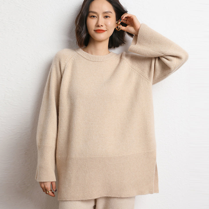 Damen Grobstrickpullover mit weit geschnittenem Design und voluminösen Ärmeln Drune