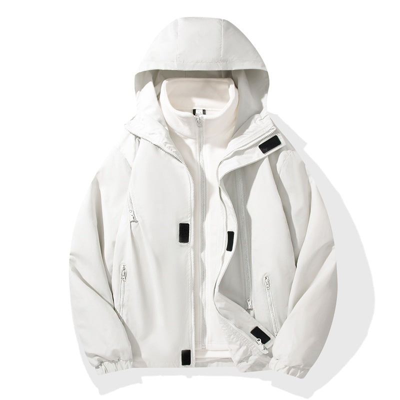 Herren zweiteiliger Regen- und Thermojacke mit abnehmbarer Fleece-Innenjacke und winddichter Membran Drune