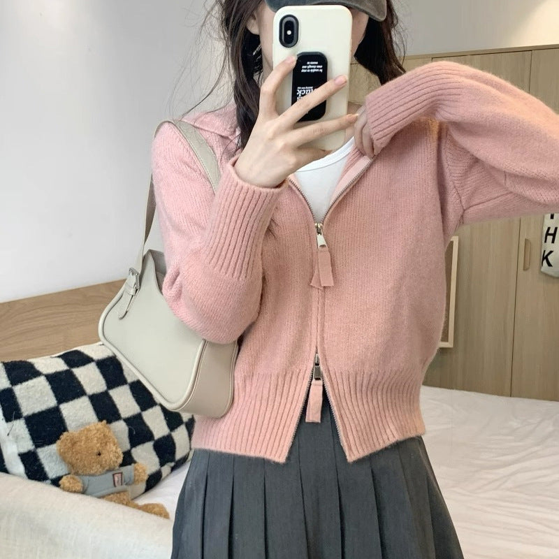 Damen Strickjacke mit hochwertigem Stoff und modischem Reißverschluss Drune