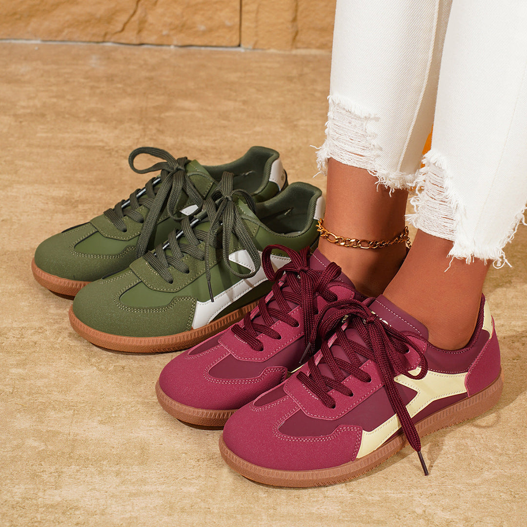 Damen sportliche Sneakers im Retro-Stil mit atmungsaktiver Oberflächenstruktur und rutschfester Sohle Drune
