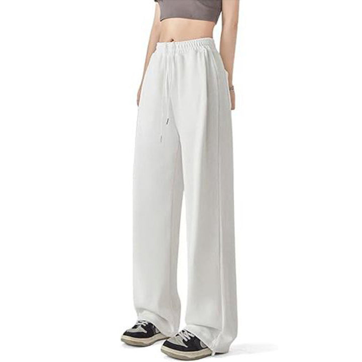 Damen nan locker fallende Sweatpants mit extra weitem Bein, hohem Bund und Kordelzug Drune