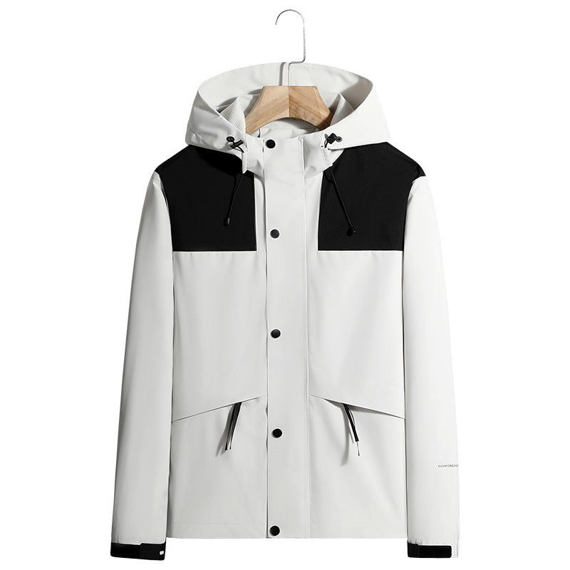 Herren Leichte wasserabweisende Kapuzen-Softshelljacke mit verdeckter Druckknopfleiste und Kordelzug Drune