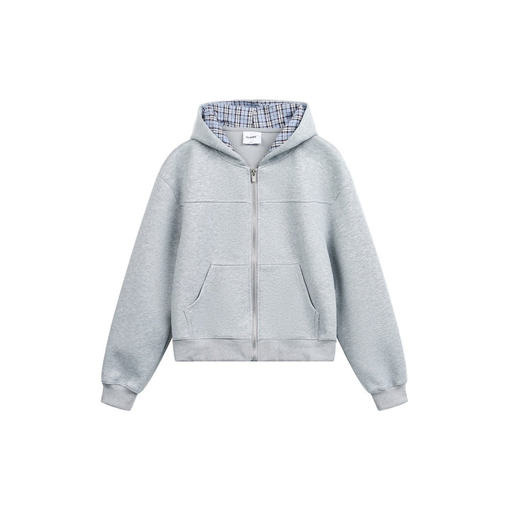 Unisex Kapuzenjacke mit Karofutter und durchgehendem Reißverschluss Drune