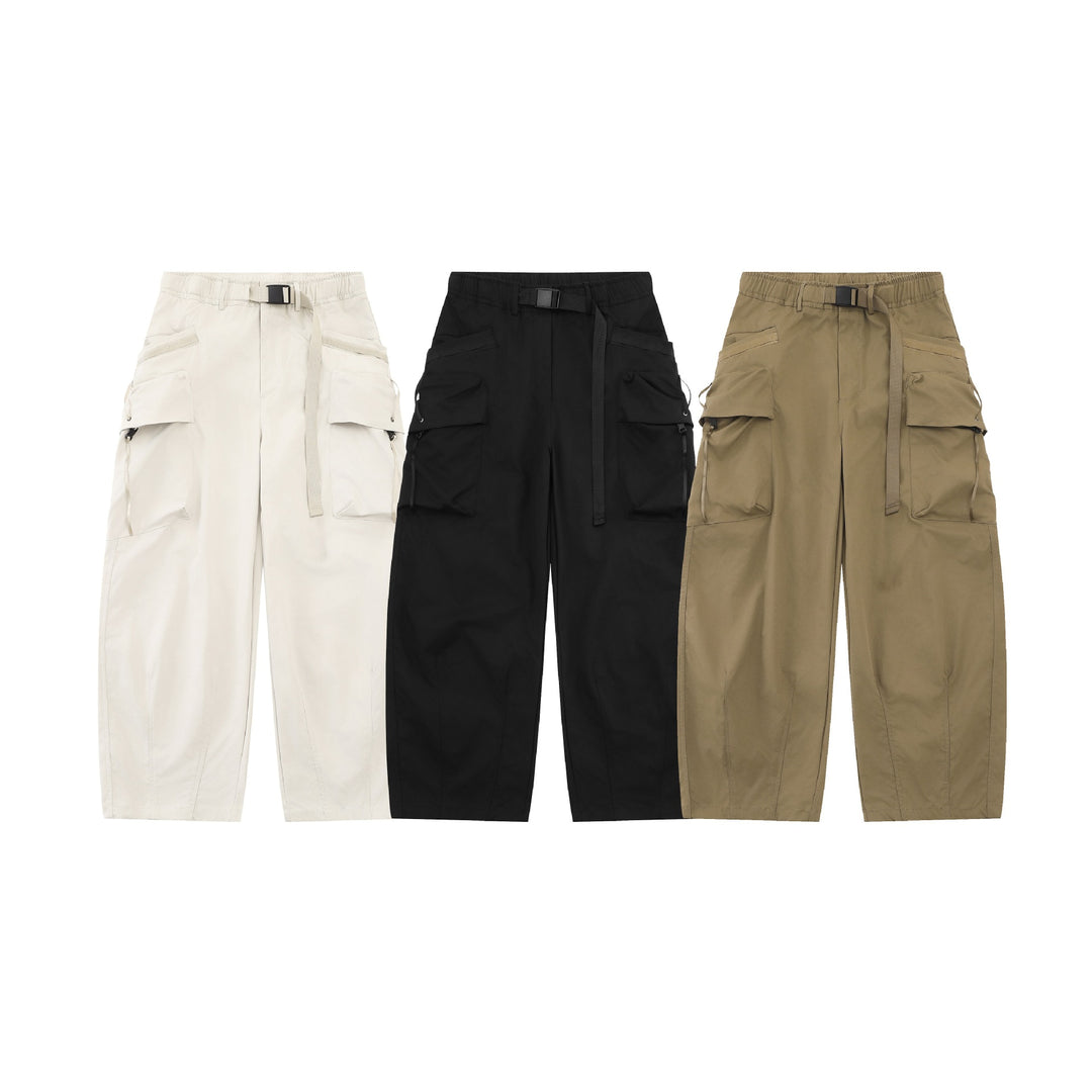 Damen Weite Cargo‑Culotte mit aufgesetzten Taschen und integriertem Webbing‑Gürtel Drune