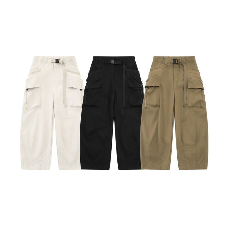Damen Weite Cargo‑Culotte mit aufgesetzten Taschen und integriertem Webbing‑Gürtel Drune