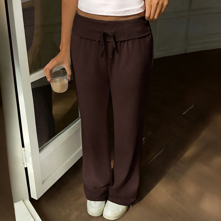 Damen nan weite Loungehose mit Umschlagbund, Kordelzug und fließendem Jersey Drune